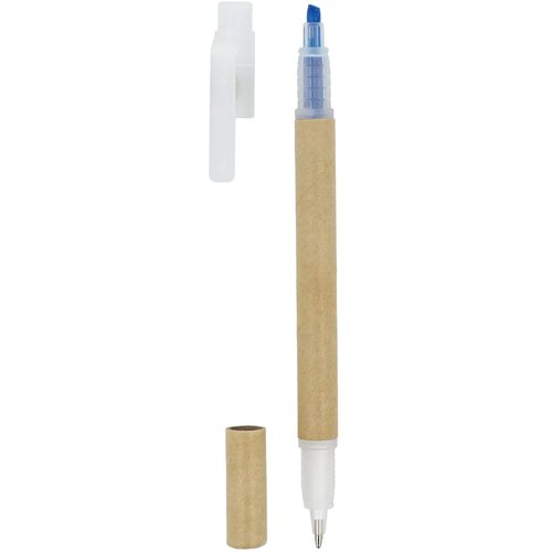 Papieren tekstmarker balpen blauw