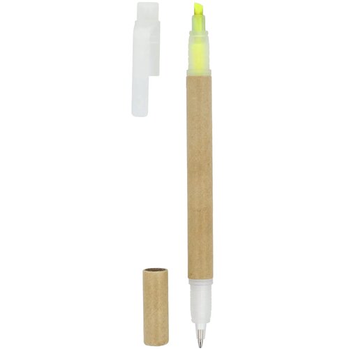 Papieren tekstmarker balpen geel