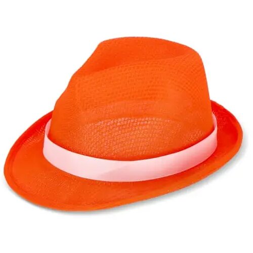 Polyester hoed met band oranje