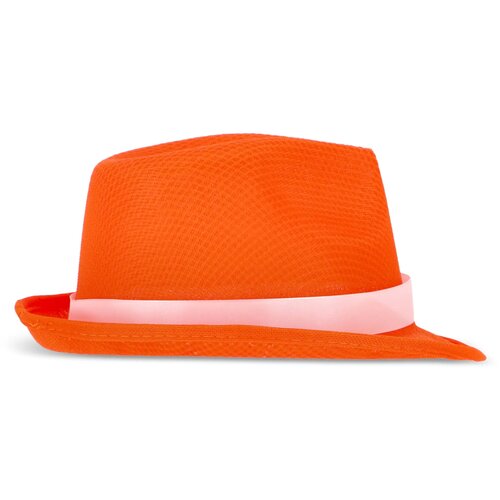 Polyester hoed met band oranje