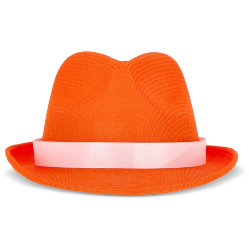 Polyester hoed met band oranje