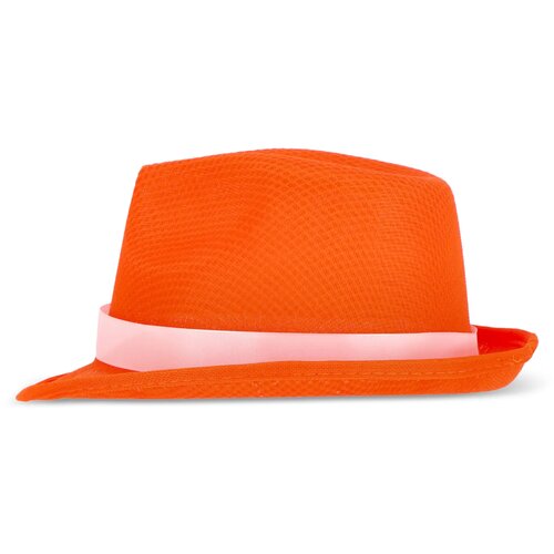 Polyester hoed met band oranje