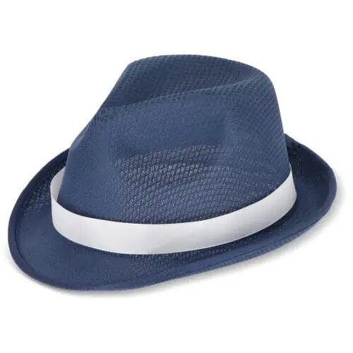 Polyester hoed met band donkerblauw