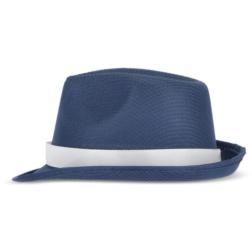 Polyester hoed met band donkerblauw
