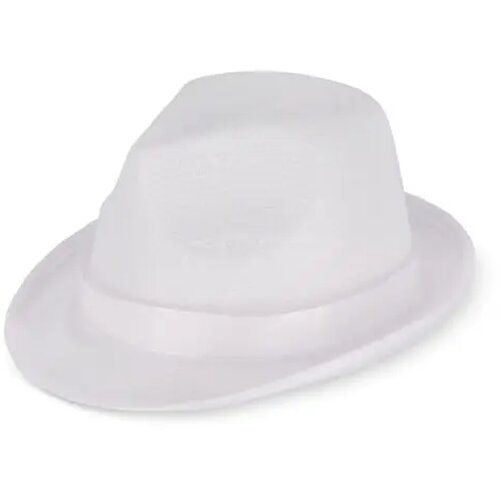 Polyester hoed met band wit