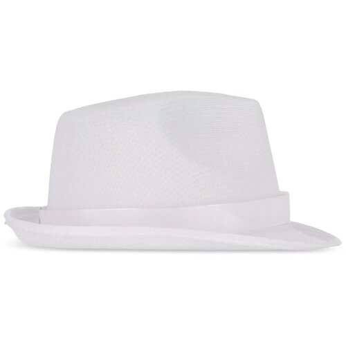 Polyester hoed met band wit