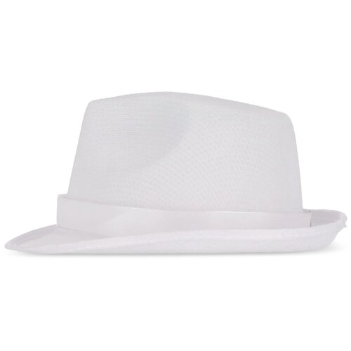 Polyester hoed met band wit
