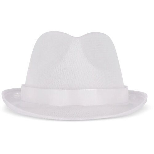 Polyester hoed met band wit