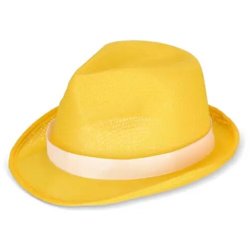 Polyester hoed met band geel