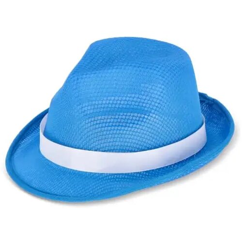 Polyester hoed met band blauw