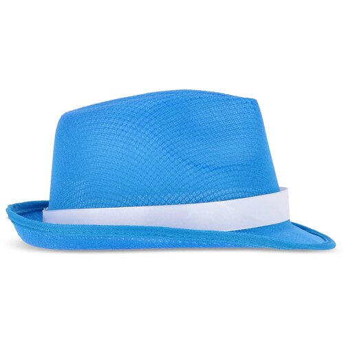 Polyester hoed met band blauw