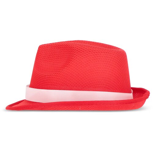 Polyester hoed met band rood