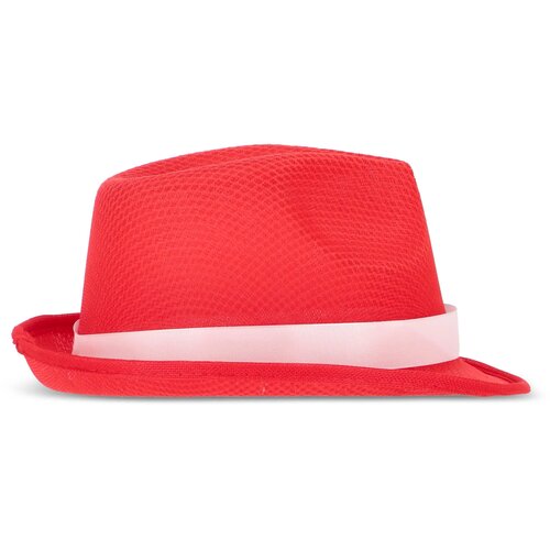 Polyester hoed met band rood