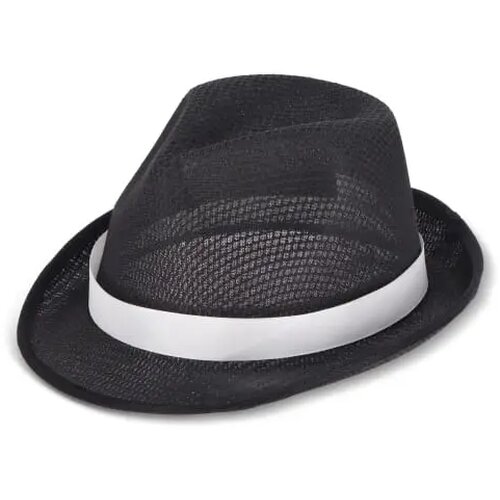 Polyester hoed met band zwart