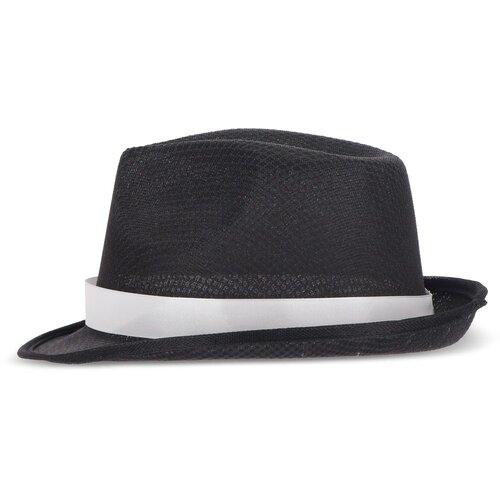 Polyester hoed met band zwart