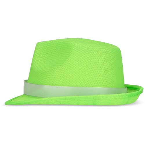 Polyester hoed met band lichtgroen