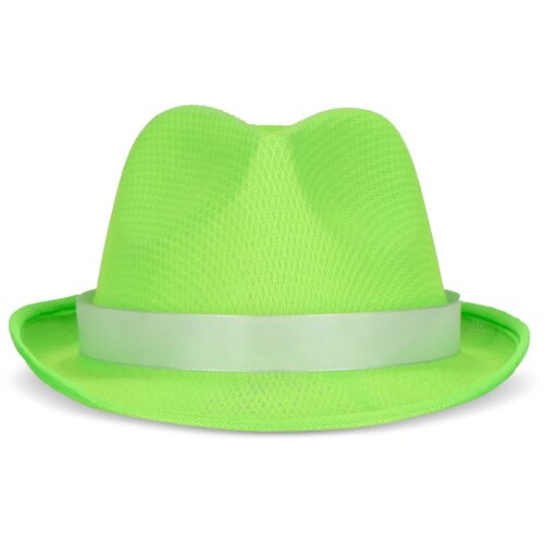 Polyester hoed met band lichtgroen