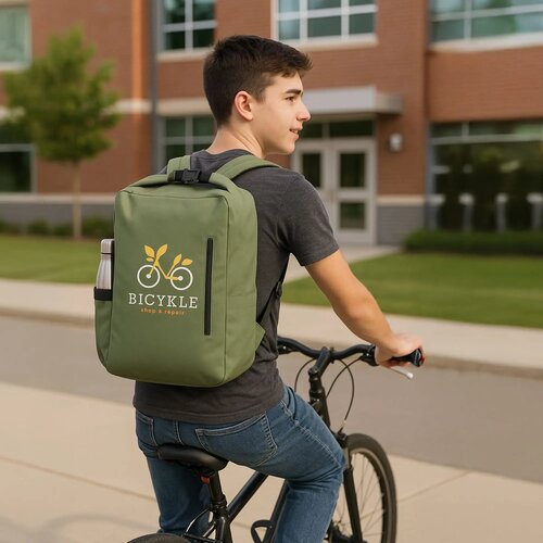R-PET 600D Rolltop gesp rugzak 20L olijfgroen