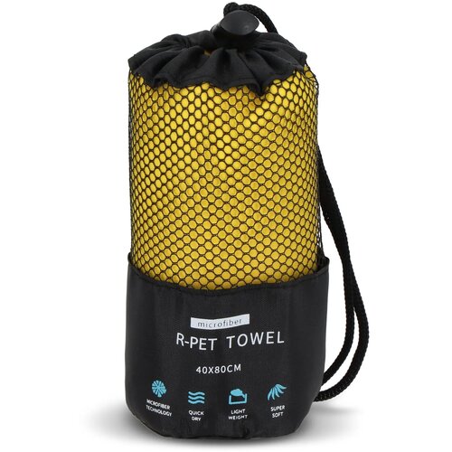 R-PET sneldrogende sport handdoek 40x80cm met etui (200g/m²) sublimatie geel