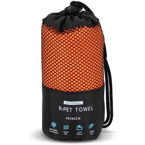 R-PET sneldrogende sport handdoek 40x80cm met etui (200g/m²) sublimatie oranje