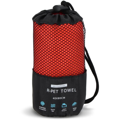 R-PET sneldrogende sport handdoek 40x80cm met etui (200g/m²) sublimatie rood