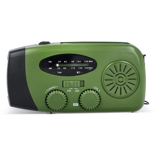 SafeSound Noodradio met Zonne-energie en Opwindbaar donker groen