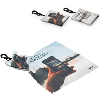 Sleutelhanger met Microvezel schoonmaakdoekje antibacterieel wit/transparant Sleutelhanger met Microvezel schoonmaakdoekje antibacterieel wit/transparant