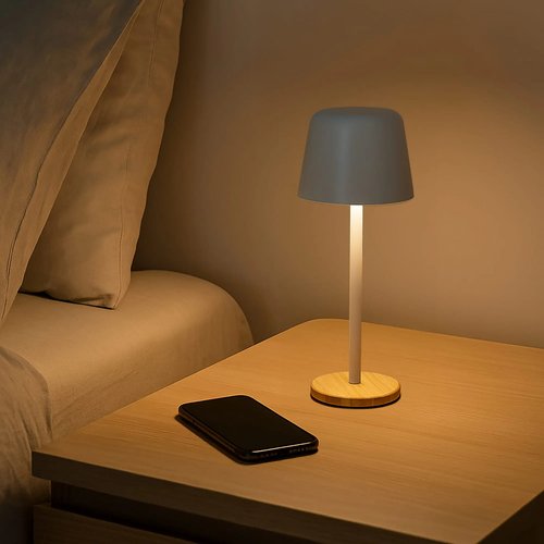 Solis Dimbare Tafellamp met Bamboe basis wit