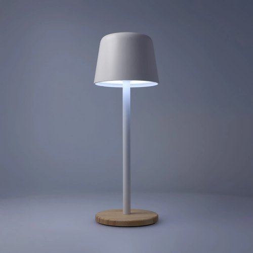 Solis Dimbare Tafellamp met Bamboe basis wit