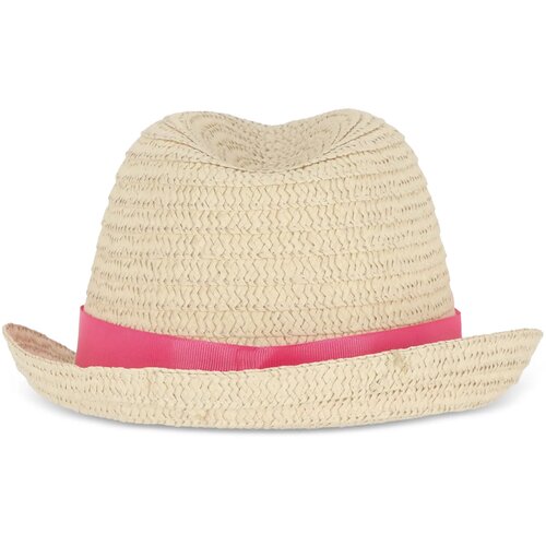 Strohoed met gekleurde band roze