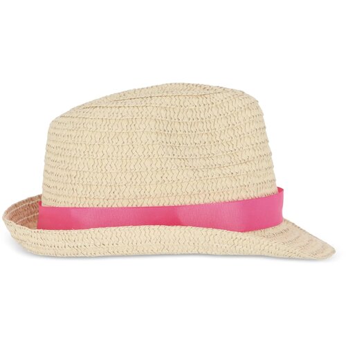 Strohoed met gekleurde band roze