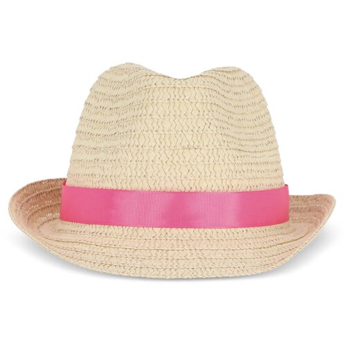Strohoed met gekleurde band roze