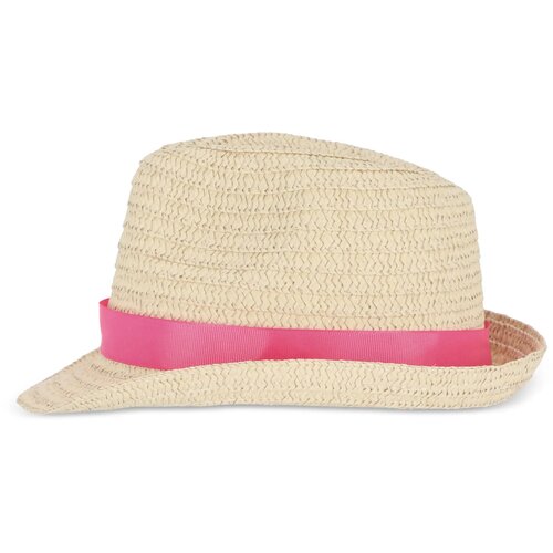Strohoed met gekleurde band roze
