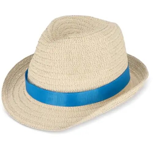 Strohoed met gekleurde band blauw