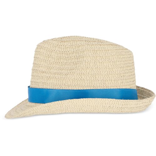 Strohoed met gekleurde band blauw