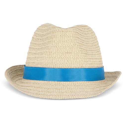 Strohoed met gekleurde band blauw