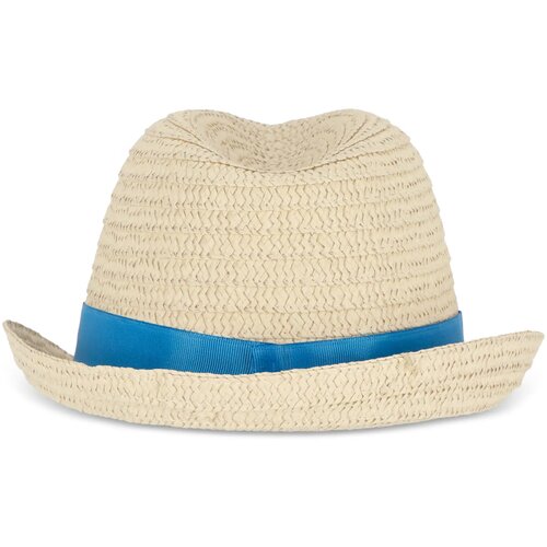 Strohoed met gekleurde band blauw