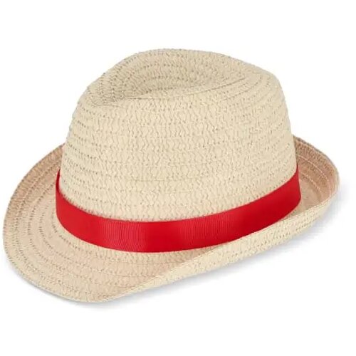 Strohoed met gekleurde band rood
