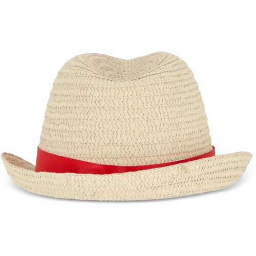 Strohoed met gekleurde band rood