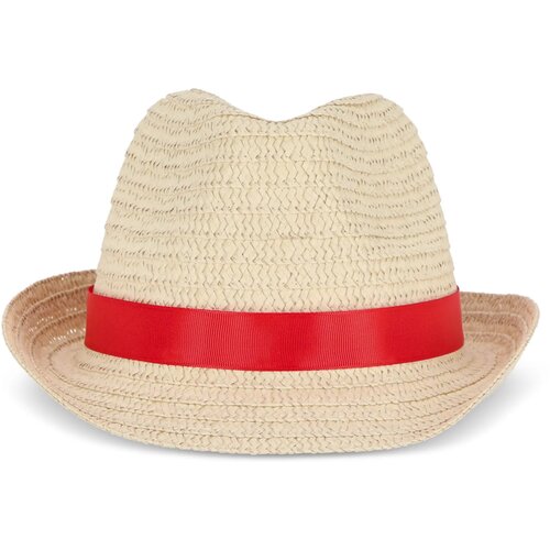 Strohoed met gekleurde band rood
