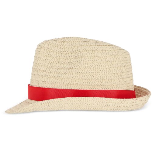Strohoed met gekleurde band rood