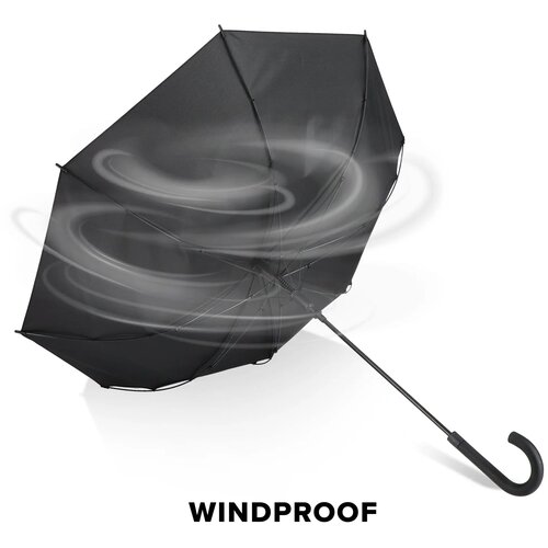 Verdure 190T Pongee 23" Winddichte haakparaplu Zwart