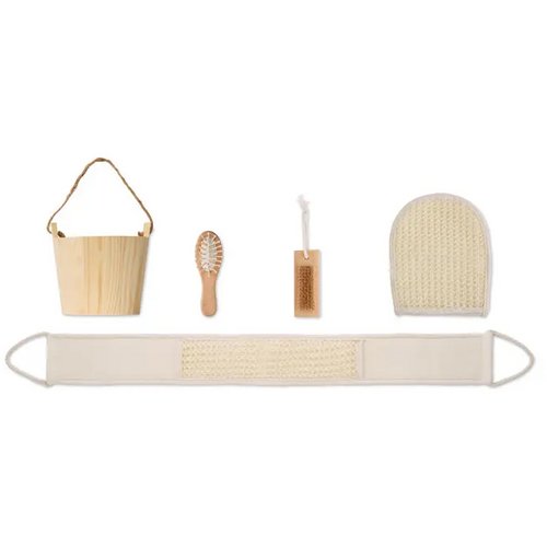 Badcadeauset in houten emmer Selfcare hout