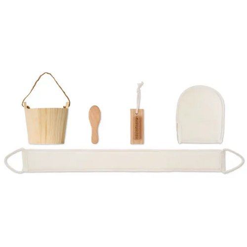 Badcadeauset in houten emmer Selfcare hout