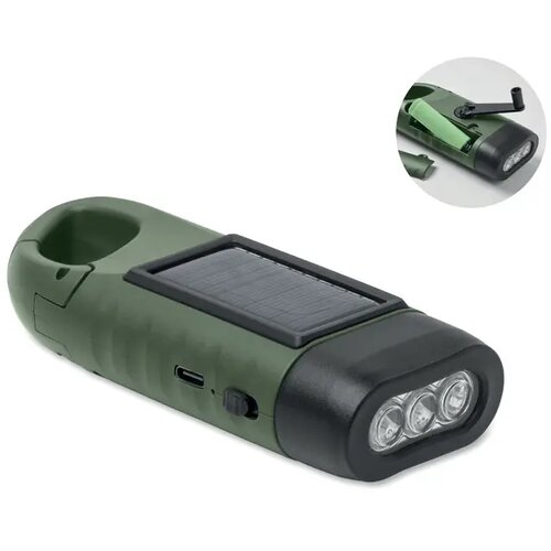 Zonnezaklamp met dynamo Cranch donker marinegroen