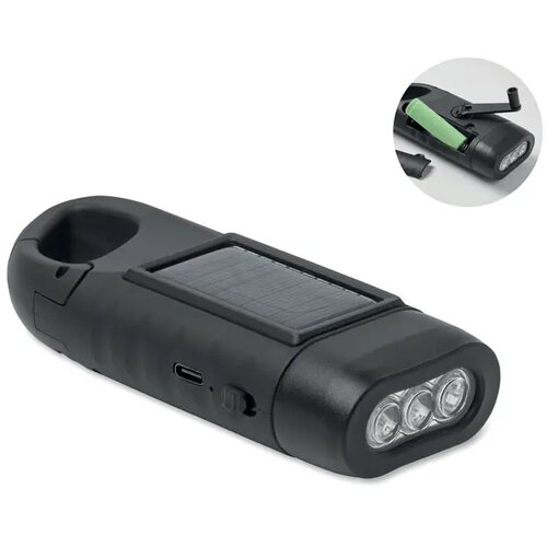 Zonnezaklamp met dynamo Cranch zwart