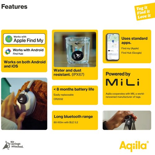 Aqiila Tagbird Waterdichte Tracker met Fietsbel zwart