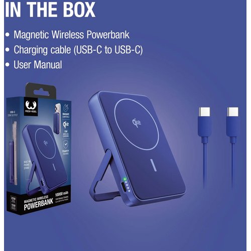 Fresh 'n Rebel Draadloze Powerbank 10000mAh Geschikt voor MagSafe blauw