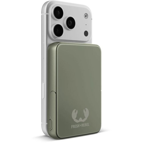Fresh 'n Rebel Draadloze Powerbank 10000mAh Geschikt voor MagSafe dried green