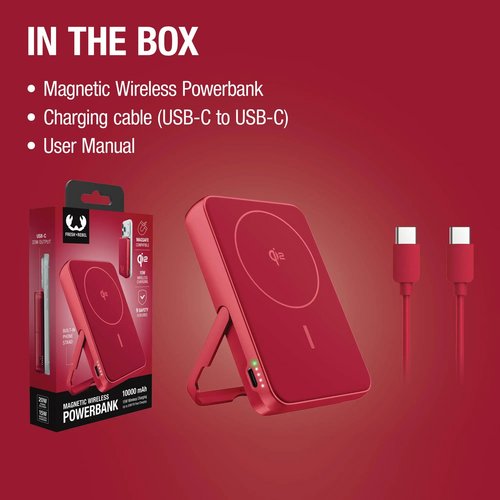 Fresh 'n Rebel Draadloze Powerbank 10000mAh Geschikt voor MagSafe rood